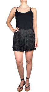 Vestido Mini Flecos Negro