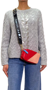 Bandolera Cuero Rojo y Rosado