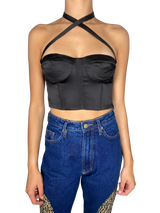 Crop Top Negro Satinado