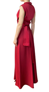 Falda Roja Abertura Detalle Plizado Carolina Herrera