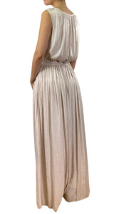 Vestido Beige Maxi Plisado