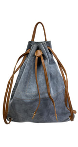 Mochila Cuero Gris