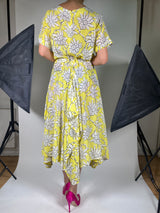 Vestido Seda Amarillo Estampado