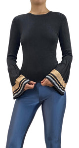 Sweater Negro Mangas Plisadas