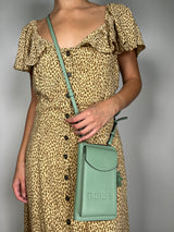 Billetera Bandolera Verde Pastel