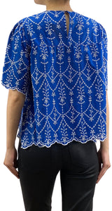 Blusa Azul Broderie