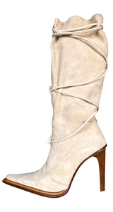 Botas Cuero Gamuza Beige
