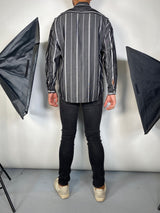 Camisa Gris a Rayas Relaxed Fit