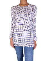 Sweater Blanco con Estampado Azul