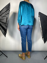 Blusa Manga Murciélago Turquesa