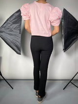 Polera Manga Abullonada Rosa