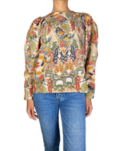 Blusa Estampada Mangas Aglobadas