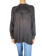Blusa Traslucida Con Mostacilla
