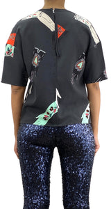 Blusa Negra Estampada