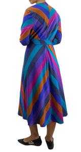 Rainbow Stripe Midi Wrap Dress