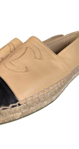 Alpargatas Cuero Beige Y Negro