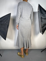 Vestido Midi Gris Manga Larga