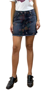 Falda Mini Negra Flores