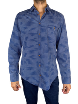 Camisa Azul Estampada