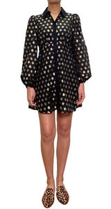 Vestido Negro Flores Doradas