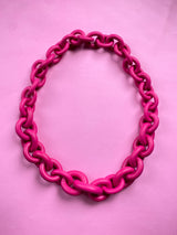 Collar Eslabón Largo Fucsia