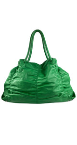 Cartera Cuero Verde Fruncida