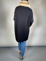 Abrigo Tejido Cuello Piel Sintética