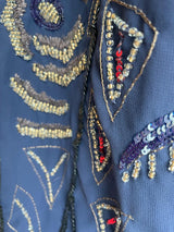 Vestido Azul Con Aplicaciones