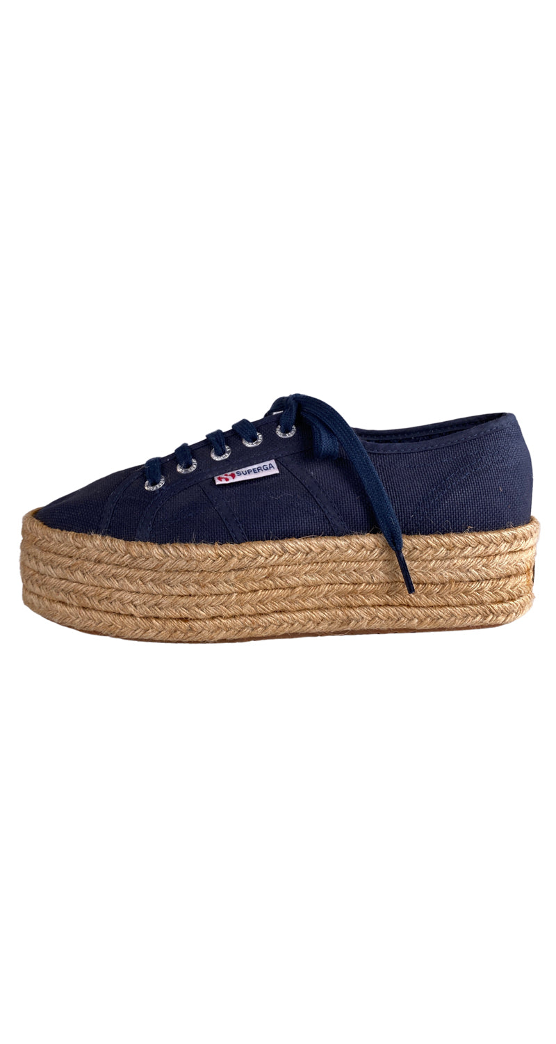 Zapatillas Yute Plataforma Azul SUPERGA – Market People