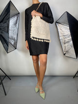 Shopper with crochet embroidery