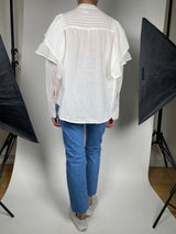 Blusa Blanca Vuelos & Bordado