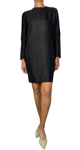 Vestido Mini Negro Seda Manga Larga