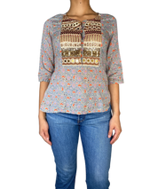 Blusa Estampada Y Bordado