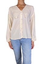 Blusa Crema Cuello Bobo