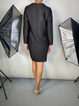 Vestido Mini Negro Seda Manga Larga