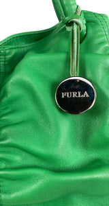 Cartera Cuero Verde Fruncida