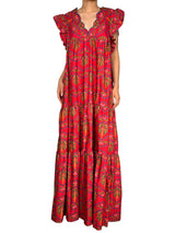 Vestido Rojo Palmeras Vuelos