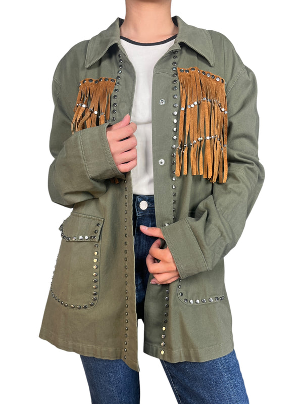 Chaqueta Militar Flecos y Tachas
