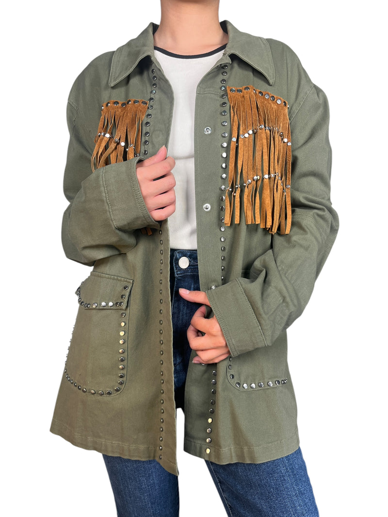 Chaqueta Militar Flecos y Tachas