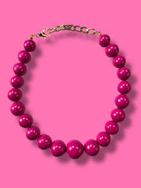 Collar Esferas Fucsia