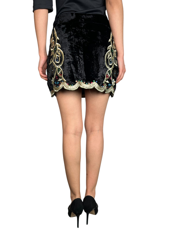 Falda Velvet Bordada