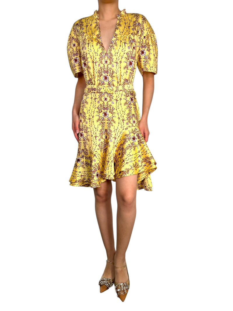 Vestido Flores Satinado