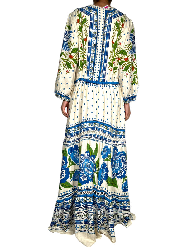 Vestido Off White Macaw Flight Lino