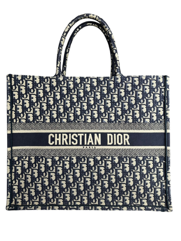 Dior Book Tote Large en Ecru y Azul