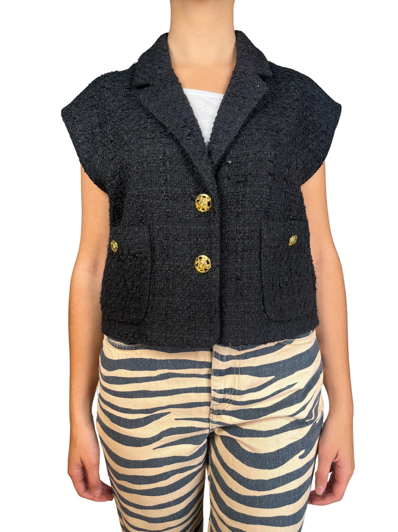 Chaqueta Tweed Sin Mangas