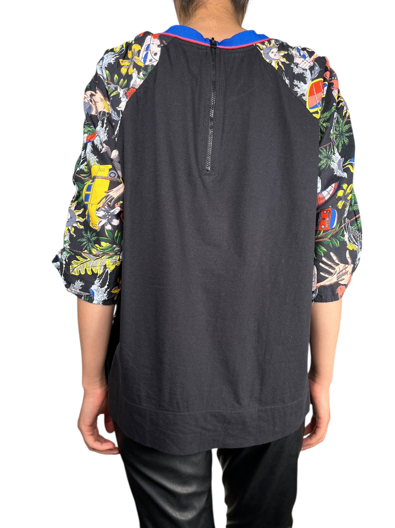 Blusa Estampada Dos Telas