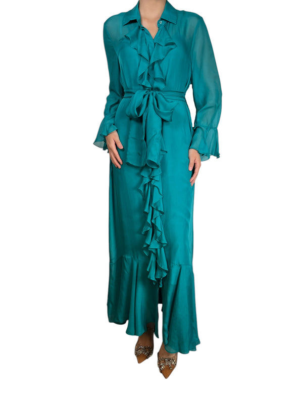 Vestido Seda Turquesa