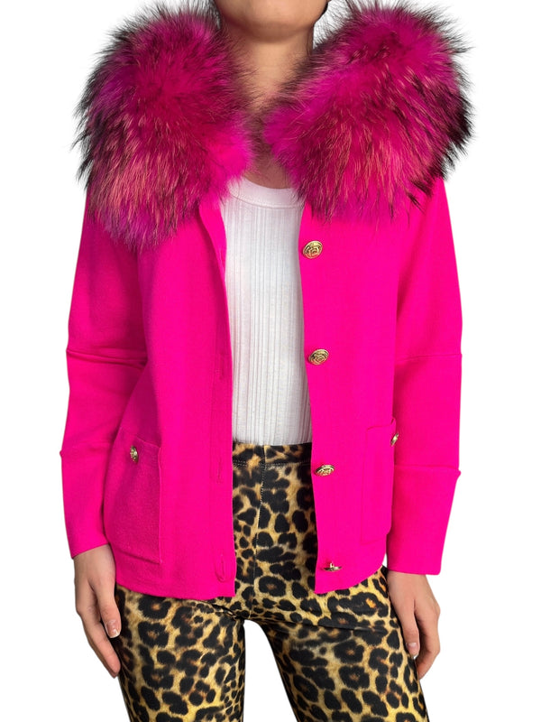 Sweater Fucsia Cuello Piel de Zorro