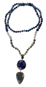 Collar Piedras Azul Y Gris