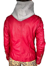 Chaqueta Cuero Con Capucha Desmontable